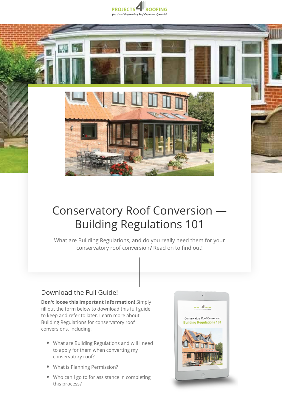 oferta de contenido para Projects4Roofing